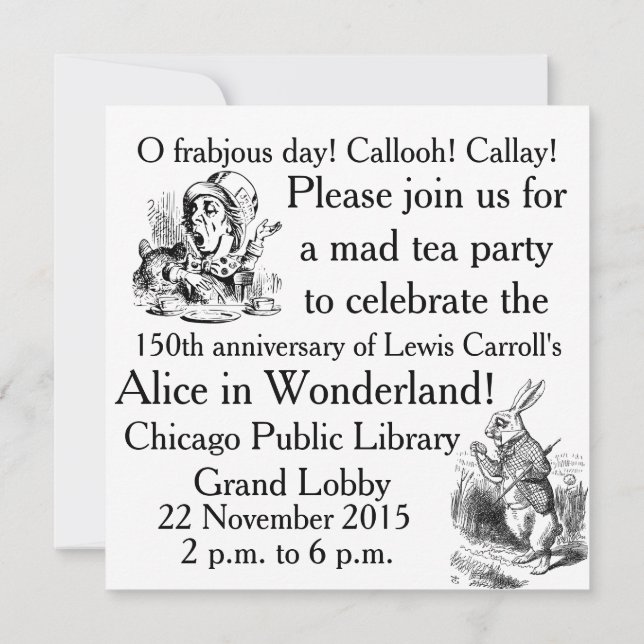 Alice150 Alice in Wonderland 150th Anniversary Invitation (Back)