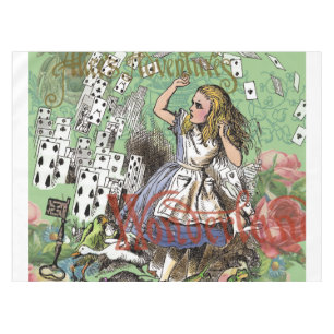 alice adventure cards wonderland hatter rabbit tablecloth