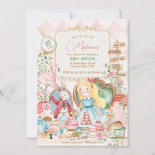Alice Adventure in Woderland Baby Shower Tea Party Invitation