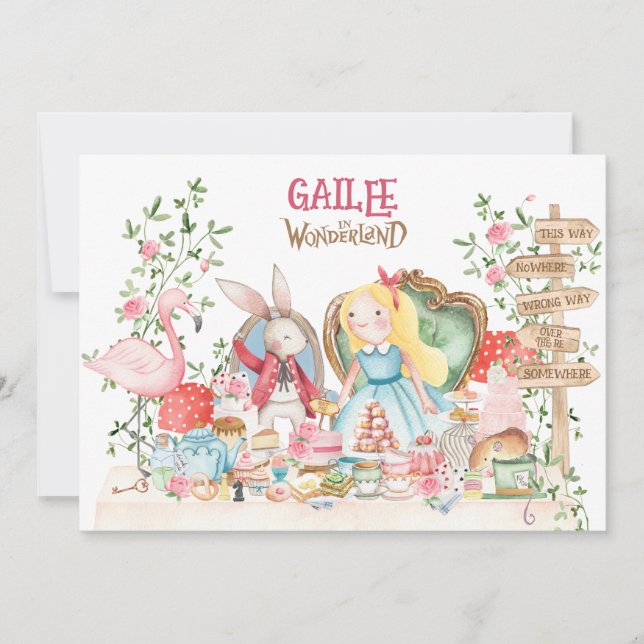 Alice Adventure in Woderland Birthday  Invitation (Front)