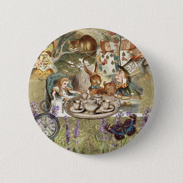 Alice Adventures Classic Wonderland Tea Party 2 Inch Round Button (Front)