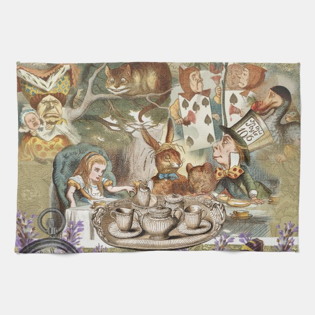 Alice Adventures Classic Wonderland Tea Party Kitchen Towel (Horizontal)