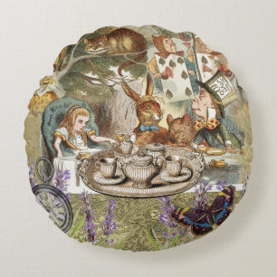 Alice Adventures Classic Wonderland Tea Party Round Pillow