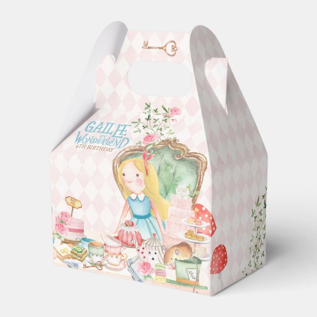 Alice Adventures in Woderland Birthday Tea Party Favor Box (Front Side)