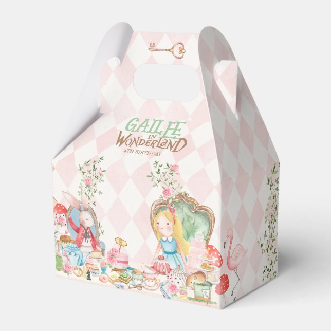 Alice Adventures in Woderland Birthday Tea Party Favor Box (Front Side)