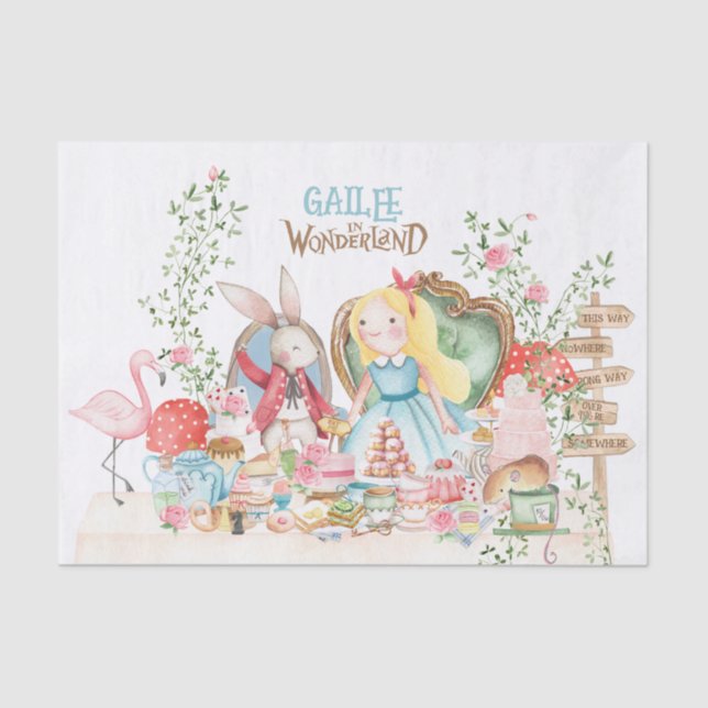 Alice Adventures in Woderland Birthday Tea Party Tissue Paper (Front)