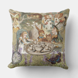 Alice Adventures in Wonderland Mad Tea Party Outdoor Pillow