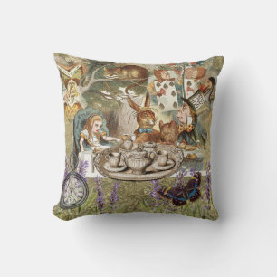 Alice Adventures in Wonderland Mad Tea Party Throw Pillow