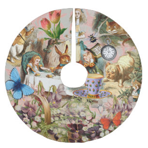 Alice Adventures in Wonderland Tea Party Art Brushed Polyester Tree Skirt