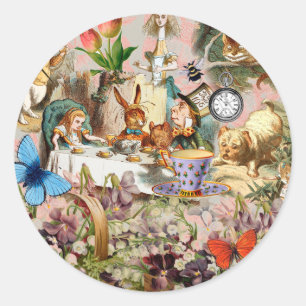 Alice Adventures in Wonderland Tea Party Art Classic Round Sticker