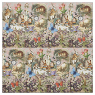 Alice Adventures in Wonderland Tea Party Art Fabric