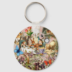 Alice Adventures in Wonderland Tea Party Art Keychain