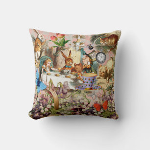 Alice Adventures in Wonderland Tea Party Art Throw Pillow