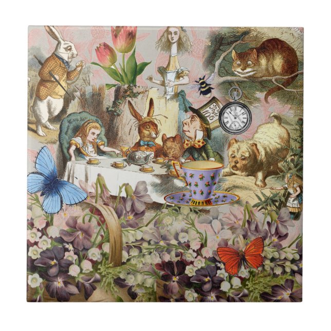 Alice Adventures in Wonderland Tea Party Art Tile (Front)