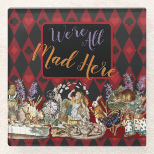Alice Adventures with Wonderland Mad Cheshire Cat Glass Coaster