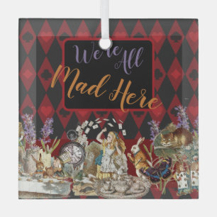 Alice Adventures with Wonderland Mad Cheshire Cat Glass Ornament