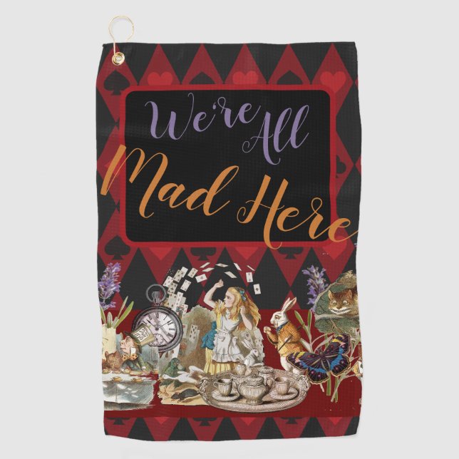 Alice Adventures with Wonderland Mad Cheshire Cat Golf Towel (Front)