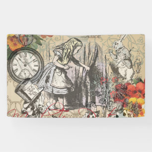 Alice Adventures Wonderland Curtain Classic Art Banner