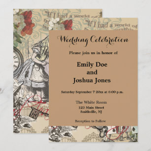 Alice Adventures Wonderland Curtain Classic Art Invitation