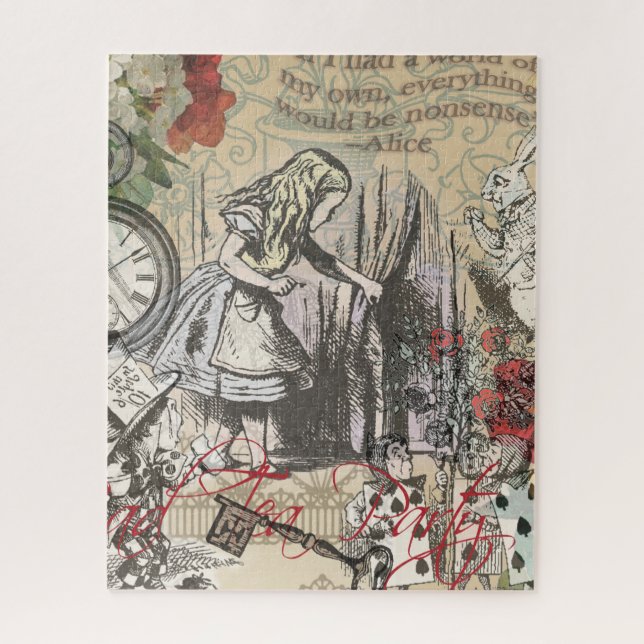 Alice Adventures Wonderland Curtain Classic Art Jigsaw Puzzle (Vertical)