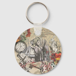 Alice Adventures Wonderland Curtain Classic Art Keychain