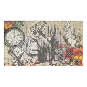 Alice Adventures Wonderland Curtain Classic Art Name Tag