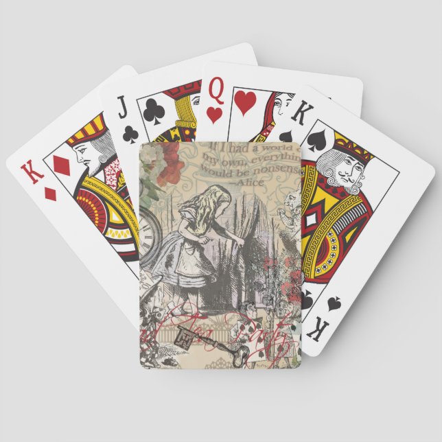 Alice Adventures Wonderland Curtain Classic Art Playing Cards (Back)