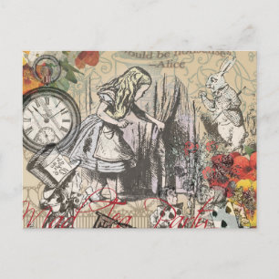 Alice Adventures Wonderland Curtain Classic Art Postcard