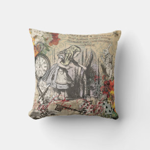 Alice Adventures Wonderland Curtain Classic Art Throw Pillow