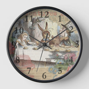Alice Adventures Wonderland Mad Tea Party Art Clock