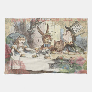 Alice Adventures Wonderland Mad Tea Party Art Kitchen Towel
