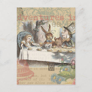Alice Adventures Wonderland Mad Tea Party Art Postcard