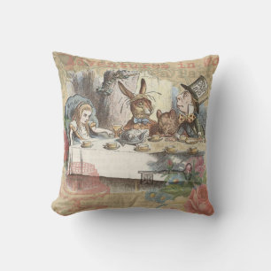 Alice Adventures Wonderland Mad Tea Party Art Throw Pillow