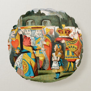 Alice Adventures Wonderland Queen of Hearts Round Pillow