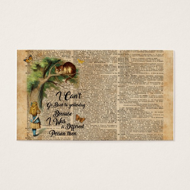 Alice and Cheshire Cat Quote Dictionary Art (Front)
