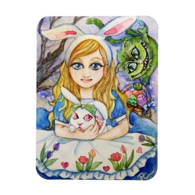 Alice and Easter Bunny Magnet (Vertical)