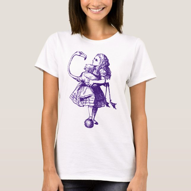 Alice and Flamingo Inked Purple T-Shirt (Front)