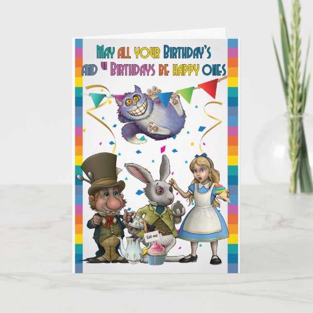 Alice And Friends, Mad Hatter, Cheshire Cat, Card (Front)