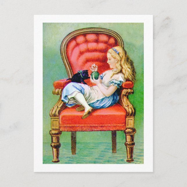 ALICE AND HER CAT, DINAH POSTCARD (Front)