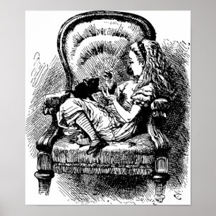 Alice and Kitten Illustration Poster