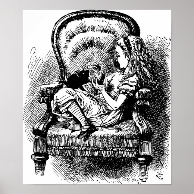 Alice and Kitten Illustration Poster (Front)