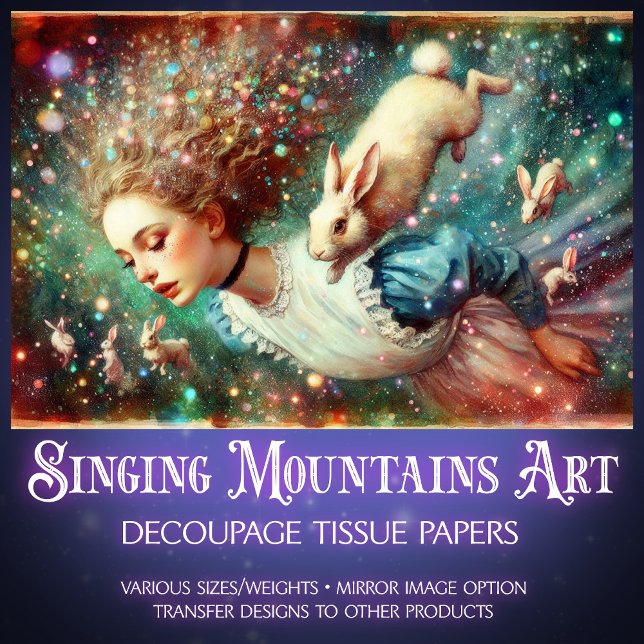 Alice and Rabbit Hole Wonderland Fantasy Decoupage Tissue Paper (Creator Uploaded)