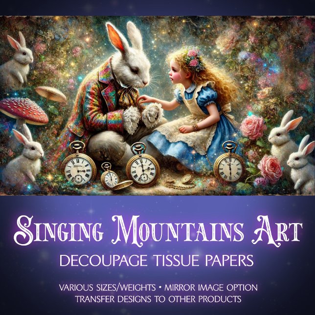 Alice and Rabbit Wonderland Forest Decoupage Tissue Paper (Creator Uploaded)