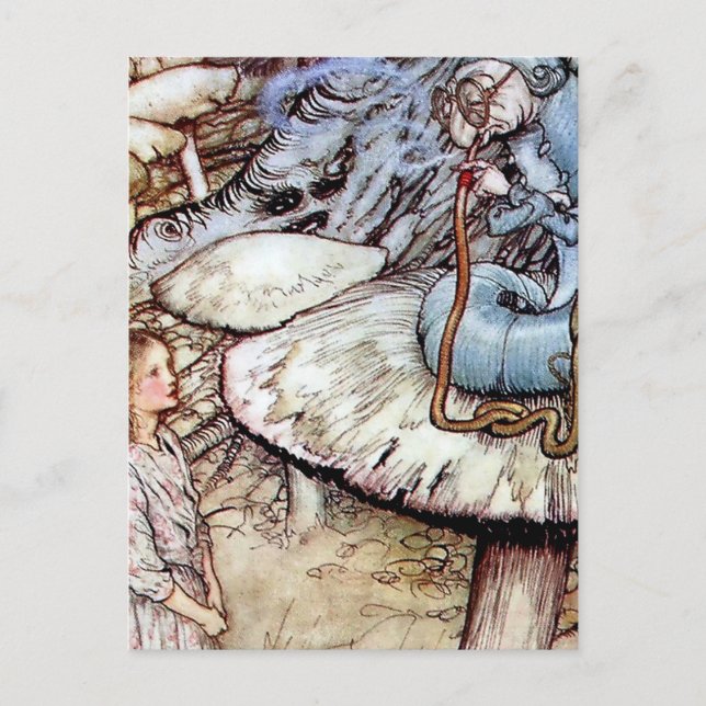 “Alice and the Caterpillar” by Arthur Rackham Postcard (Front)