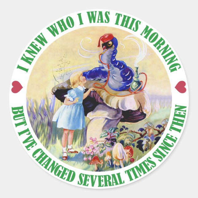 ALICE AND THE CATERPILLAR CLASSIC ROUND STICKER (Front)