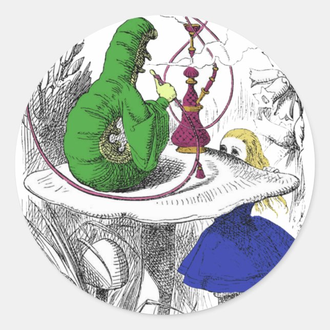 Alice and the Caterpillar Classic Round Sticker (Front)