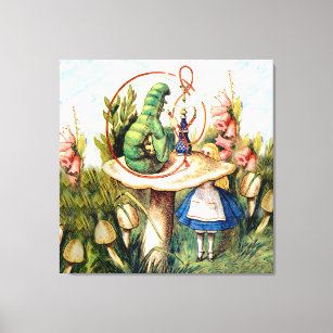Alice and the Caterpillar in Wonderland Canvas Print