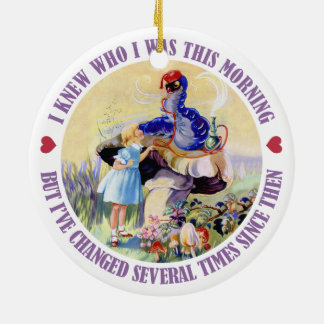 Alice and the Caterpillar in Wonderland Ceramic Ornament