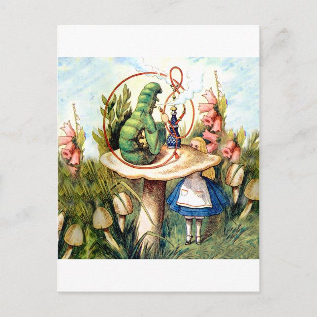 Alice and the Caterpillar in Wonderland Postcard (Front)