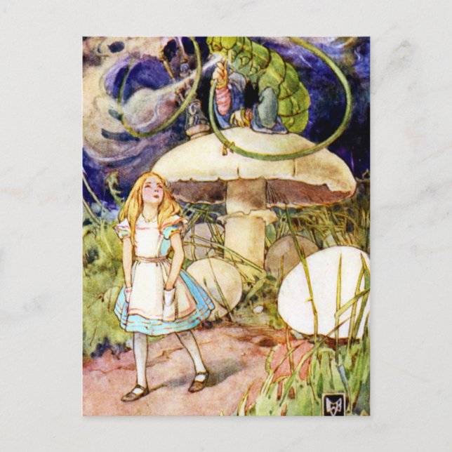 Alice and the Caterpillar in Wonderland Postcard (Front)